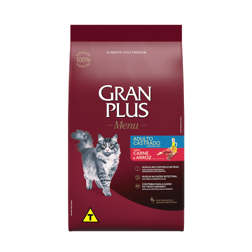 GranPlus Menu Gatos Adultos Castrados Carne e Arroz 10kg GranPlus Menu Gatos Adultos Castrados Carne e Arroz 10kg
